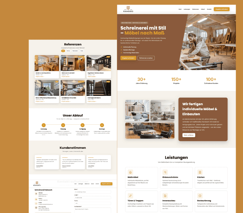Schreinerei One-Pager Website